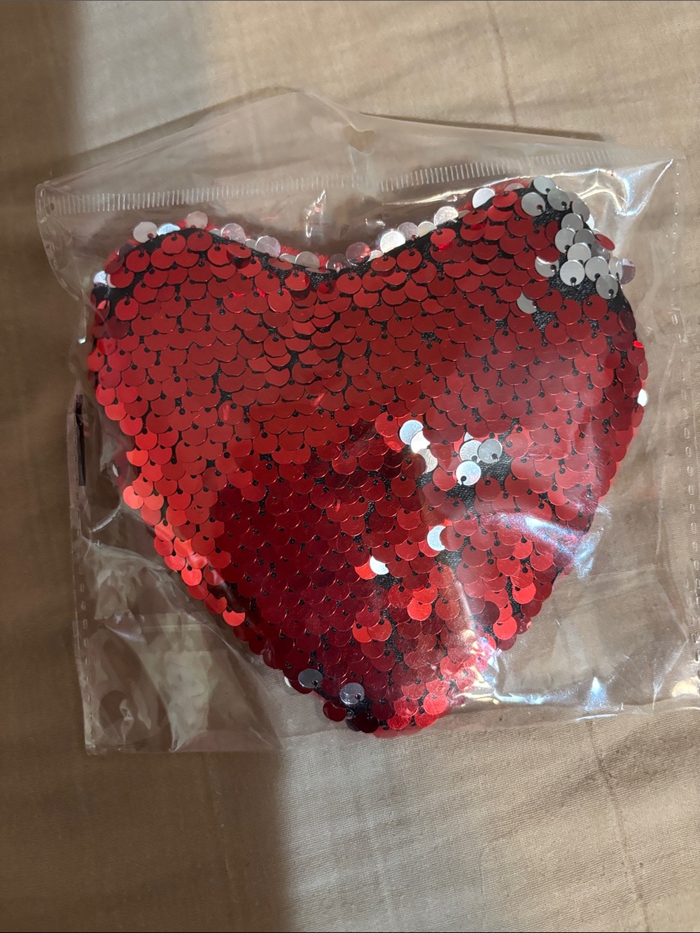 Red Sequin Heart Pouch